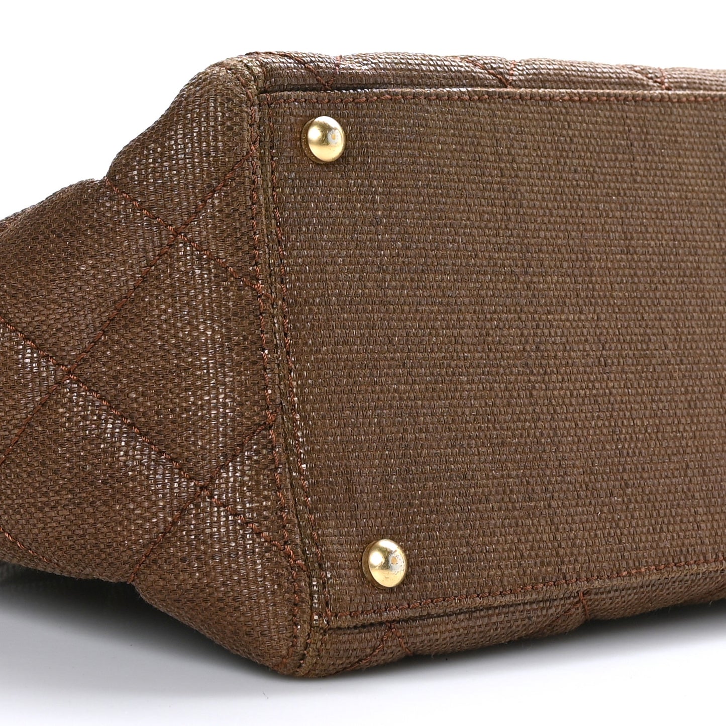Woven Straw Quilted Shopping Tote Brown