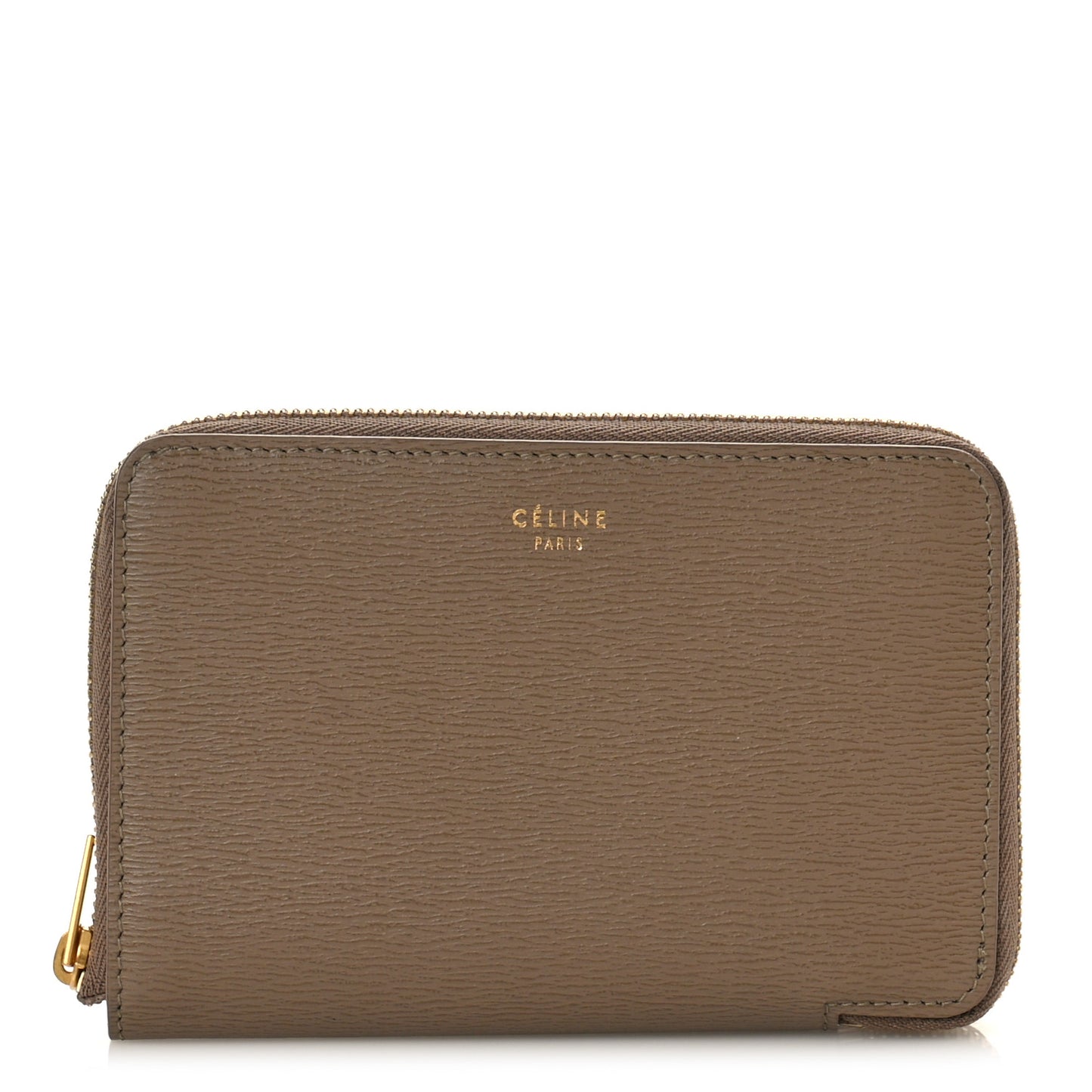 Grained Calfskin Compact Zipped Wallet Kohl
