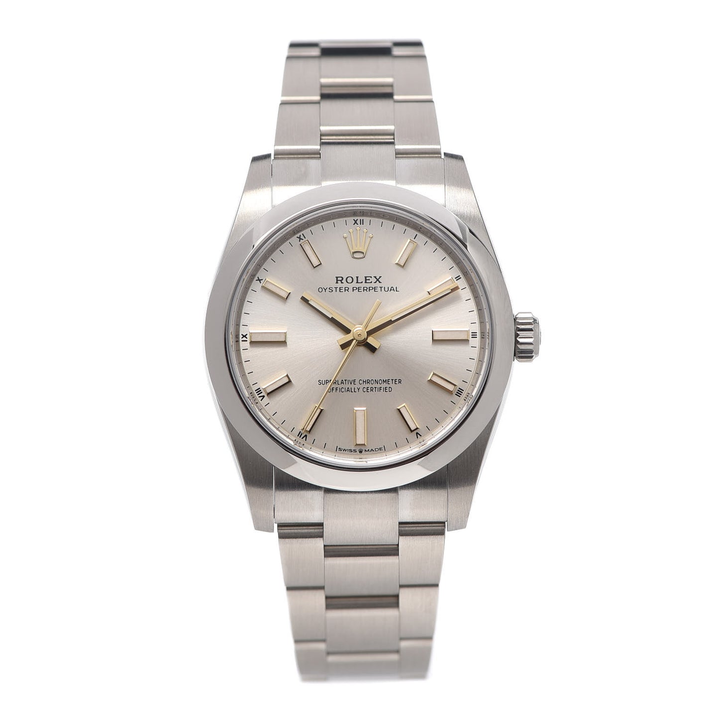 Stainless Steel 34mm Oyster Perpetual Watch Silver 124200