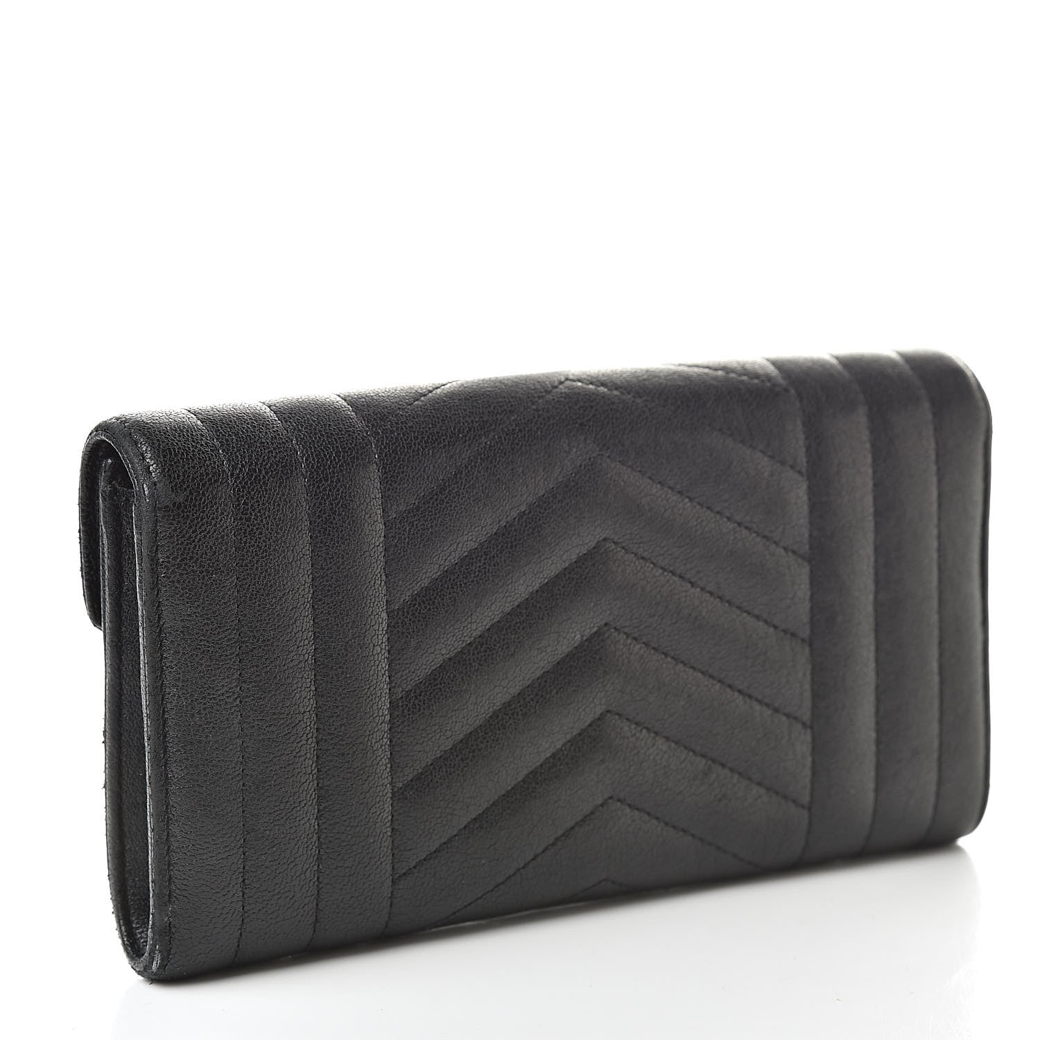 Saint Laurent Lambskin Mixed Matelasse Quilted Large Monogram Envelope Wallet Black 3 of 16