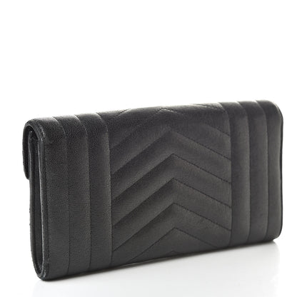 Saint Laurent Lambskin Mixed Matelasse Quilted Large Monogram Envelope Wallet Black 3 of 16