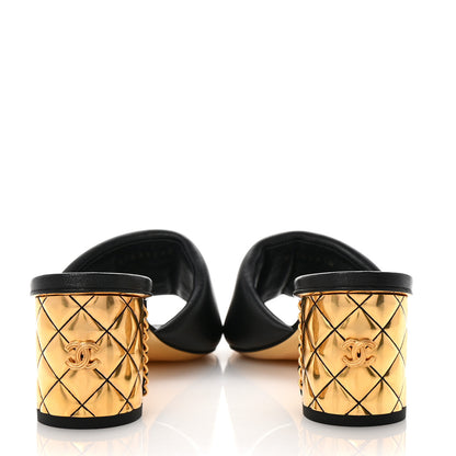 Chanel Lambskin Chain CC Mules 37.5 Black Gold 6 of 10