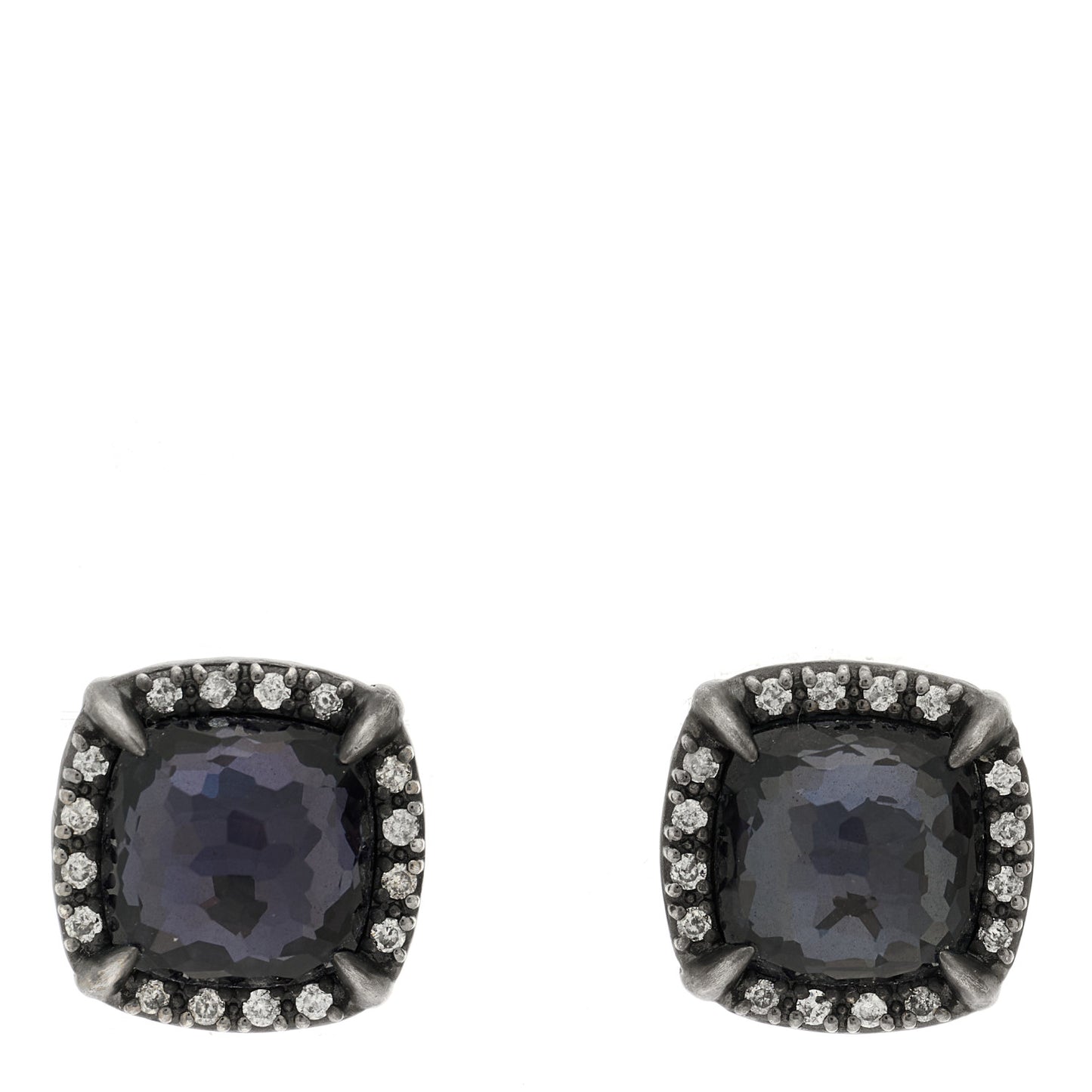 Sterling Silver Diamond Black Orchid 9mm Chatelaine Bezel Earrings
