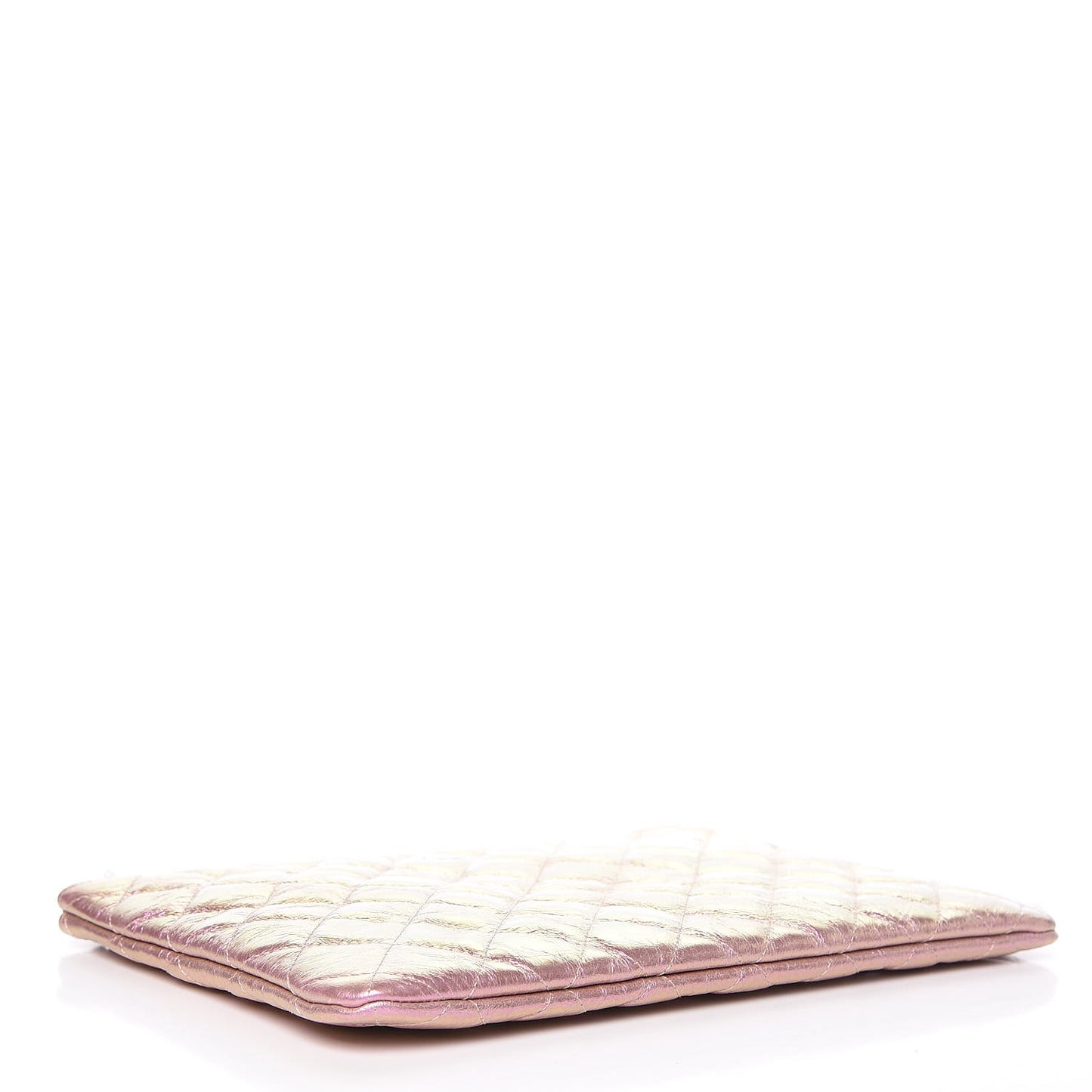 Iridescent Crumpled Calfskin Medium Cosmetic Case Pink