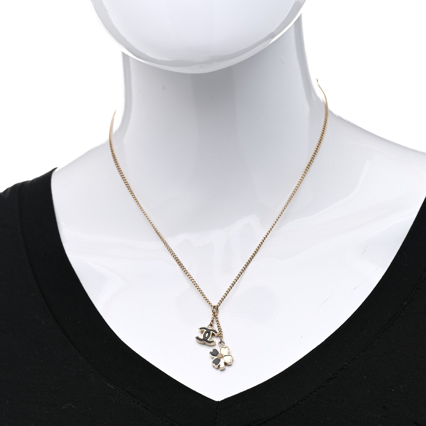 Enamel CC Camelia Necklace Gold Black