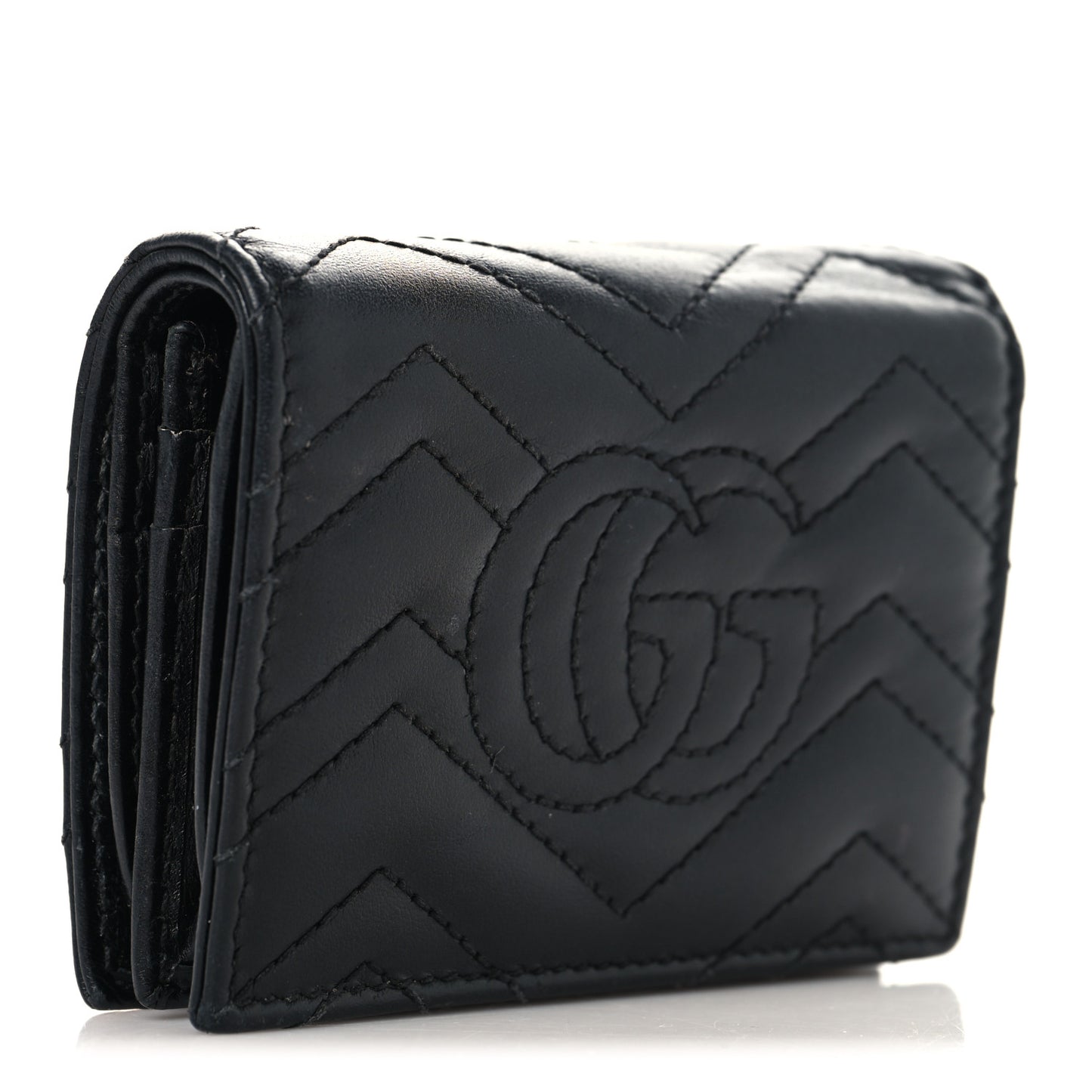 Calfskin Matelasse GG Marmont Card Case Black