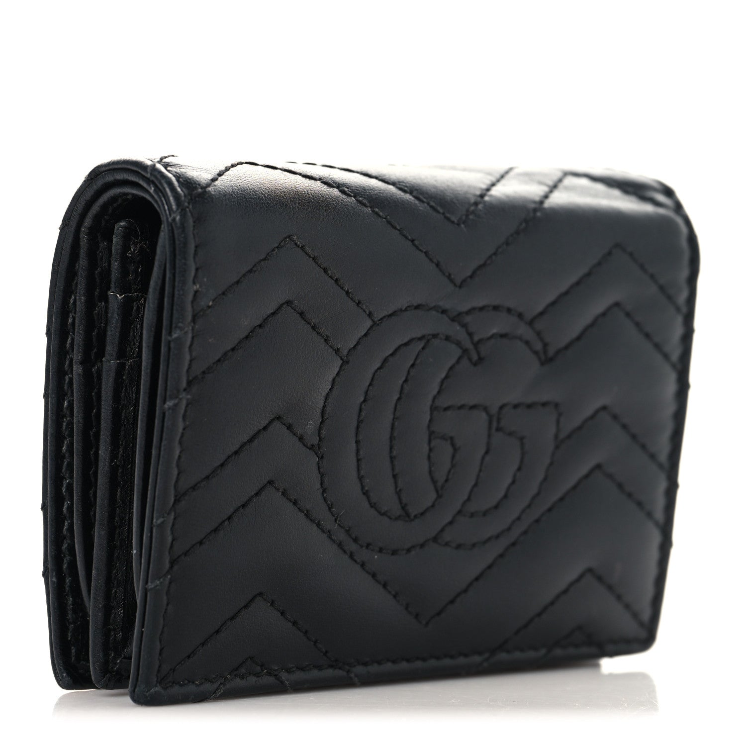Gucci Calfskin Matelasse GG Marmont Card Case Black 3 of 9