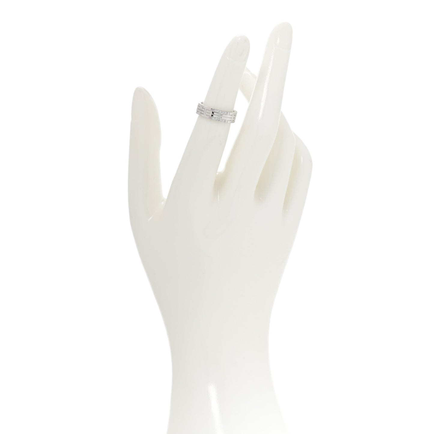 18K White Gold Diamond Kilim H Band Ring 48 4.5