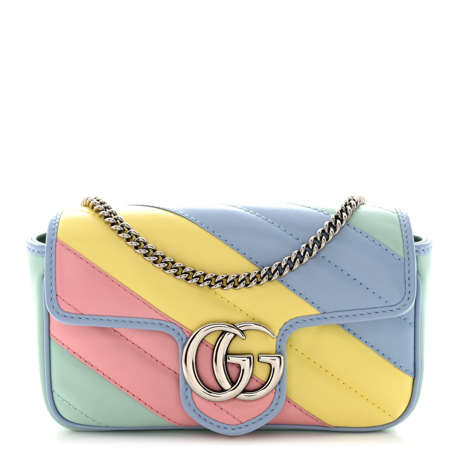 Gucci Calfskin Matelasse Diagonal Super Mini GG Marmont Shoulder Bag Multicolor Pastel 1 of 11