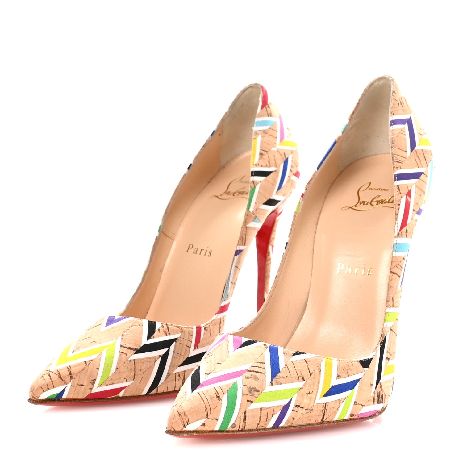Christian Louboutin Cork Chevron Pigalle Follie 100 Pumps 38 Multicolor 4 of 8