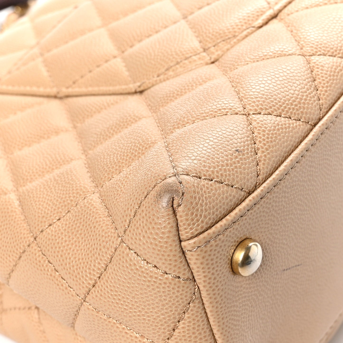 Caviar Lizard Embossed Quilted Small Coco Handle Flap Beige