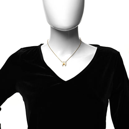 Hermes Lacquered Gold Pop H Pendant Necklace White 2 of 5