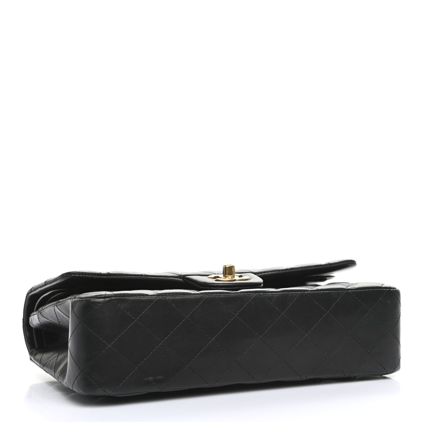 Lambskin Quilted Medium Double Flap Black