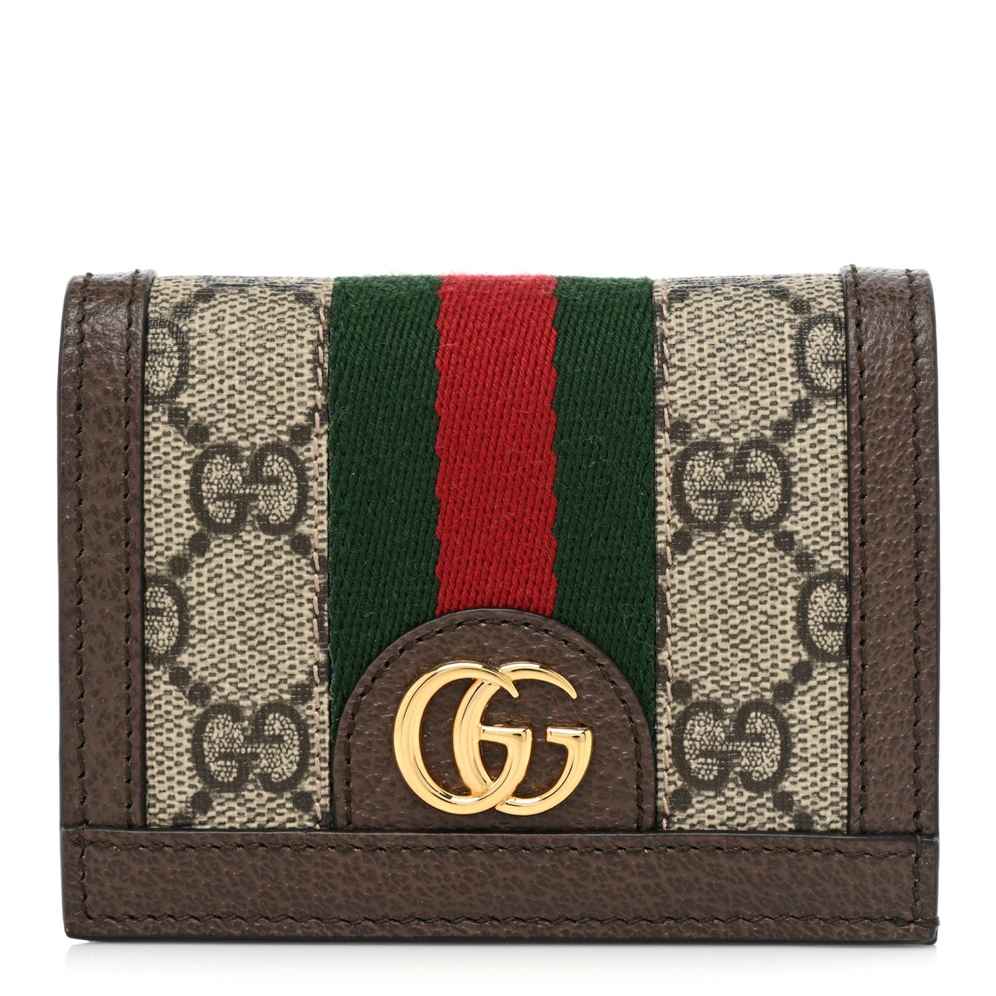 GG Supreme Monogram Web Ophidia Card Case Beige New Acero
