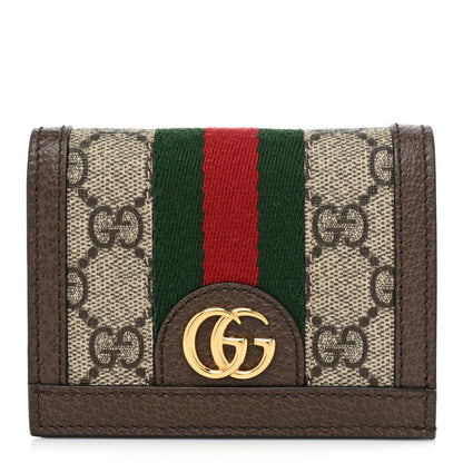 Gucci GG Supreme Monogram Web Ophidia Card Case Beige New Acero 1 of 10