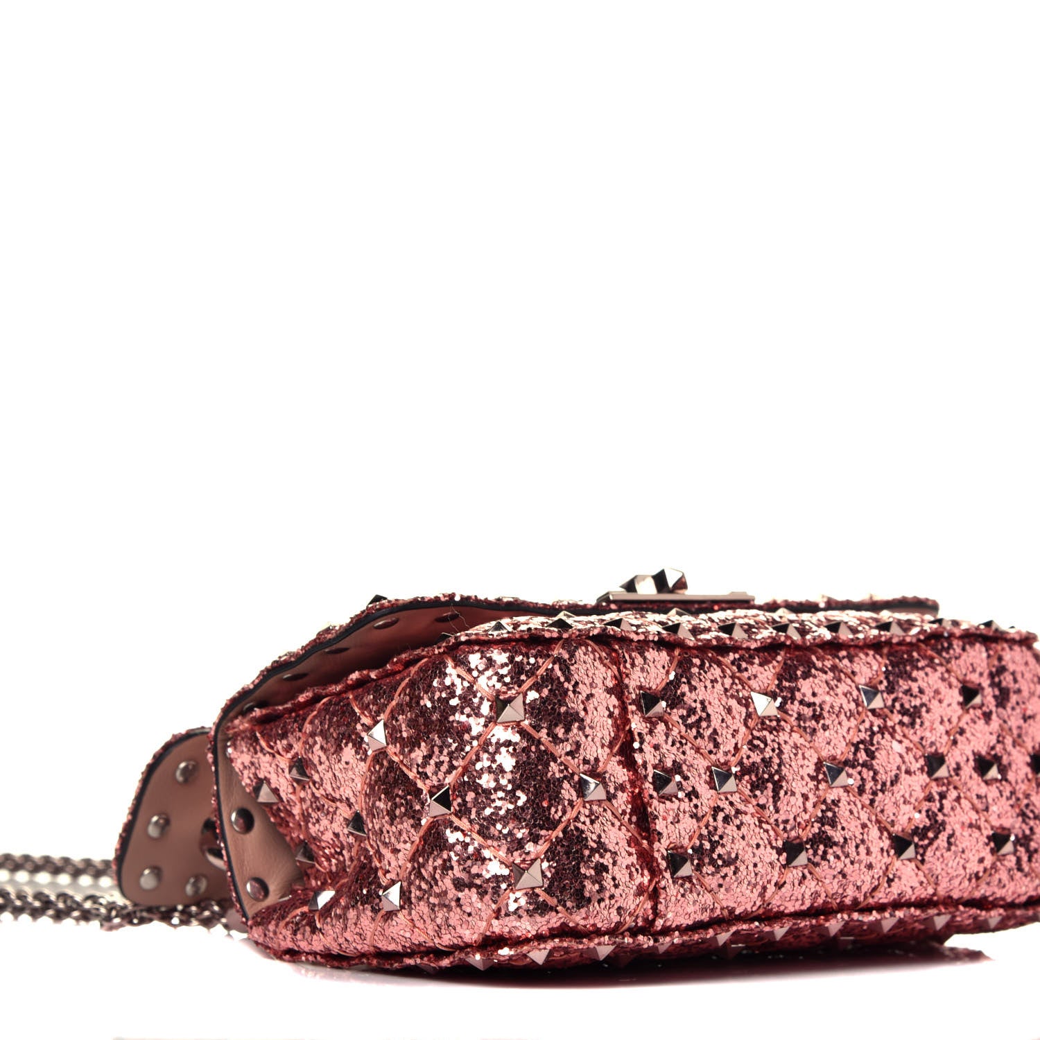 Valentino Garavani Glitter Mini Rockstud Spike Shoulder Bag Antique Pink 7 of 8