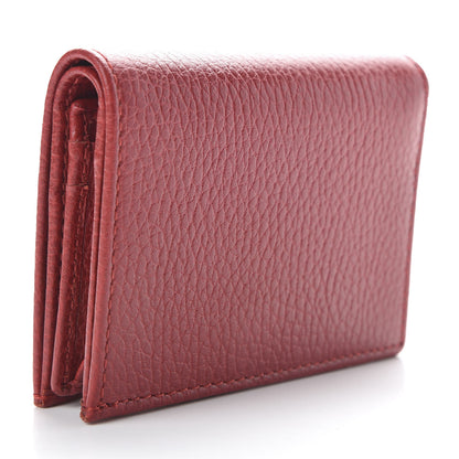 Gucci Pebbled Calfskin GG Marmont Card Case Hibiscus Red 3 of 7