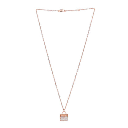 Hermes 18K Rose Gold Diamond Kelly Amulettes Pendant Necklace 3 of 5