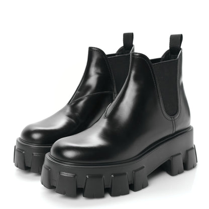 Prada Spazzolato Rois Monolith Chelsea 55mm Ankle Boots 37 Black 3 of 8