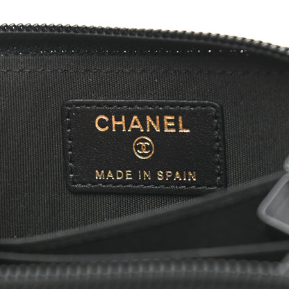 Chanel Caviar Quilted Boy Zip Around Coin Purse Wallet Black 5 of 7