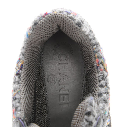 Chanel Suede Tweed Goatskin CC Sneakers 36 Grey Purple 7 of 9