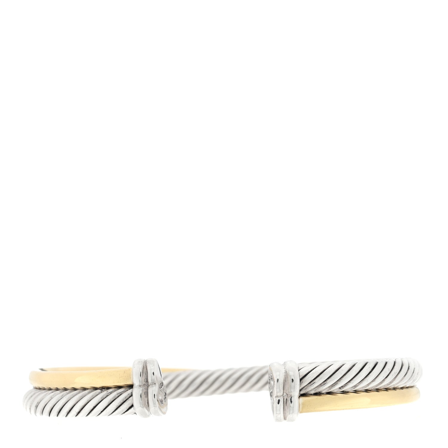 David Yurman Sterling Silver 18K Yellow Gold 5mm Crossover Cuff Bracelet 2 of 3