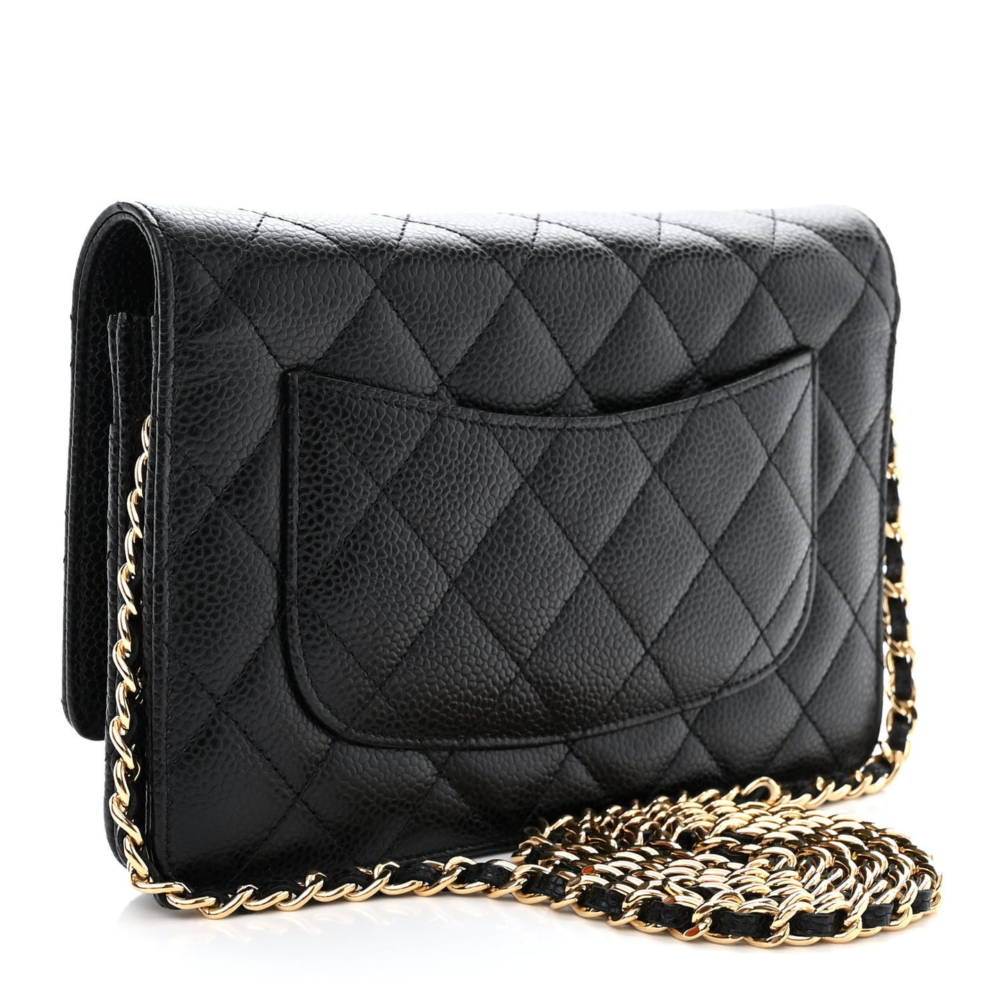 Caviar Quilted Wallet on Chain WOC Black