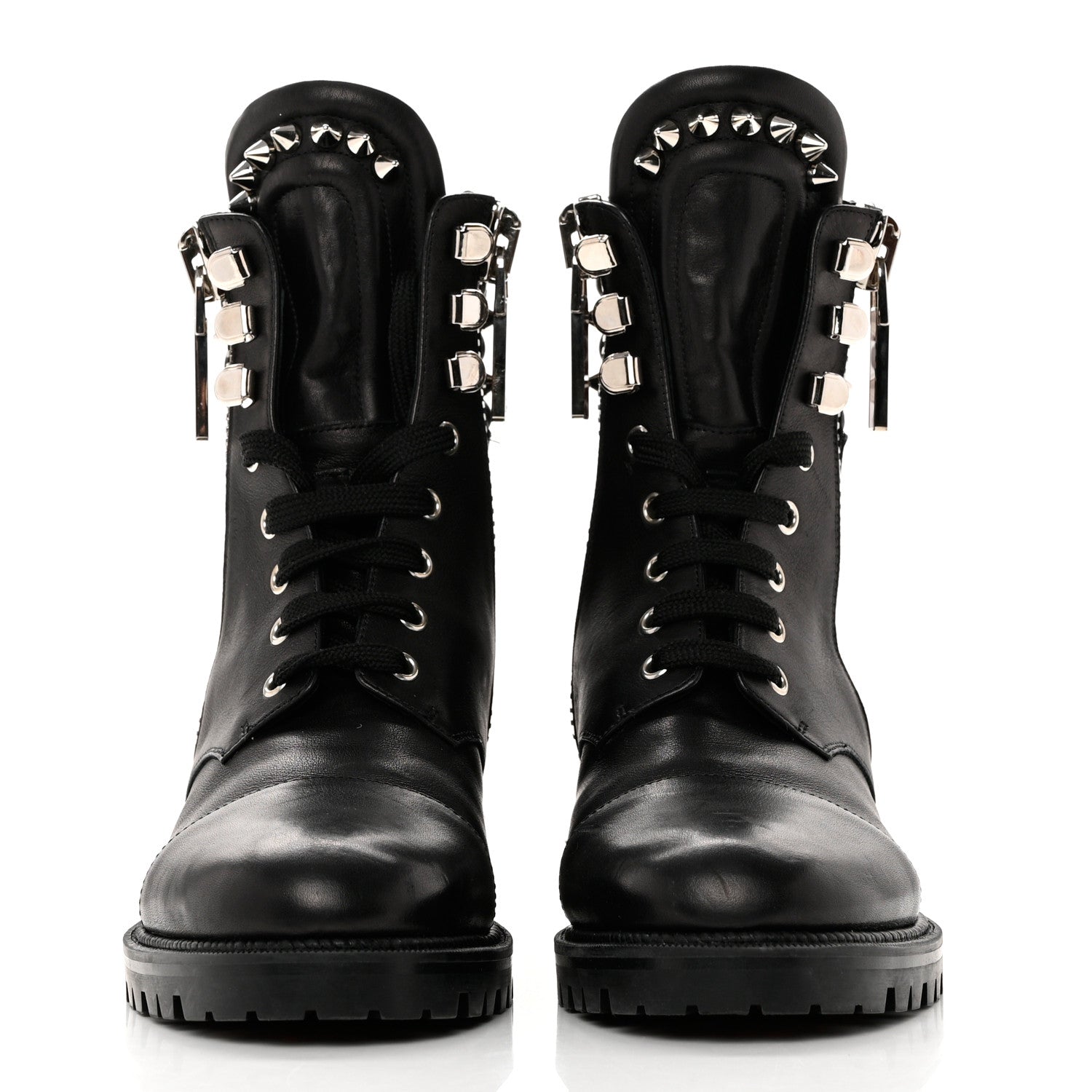 Christian Louboutin Spikes Combat Boots 40 Black 2 of 9