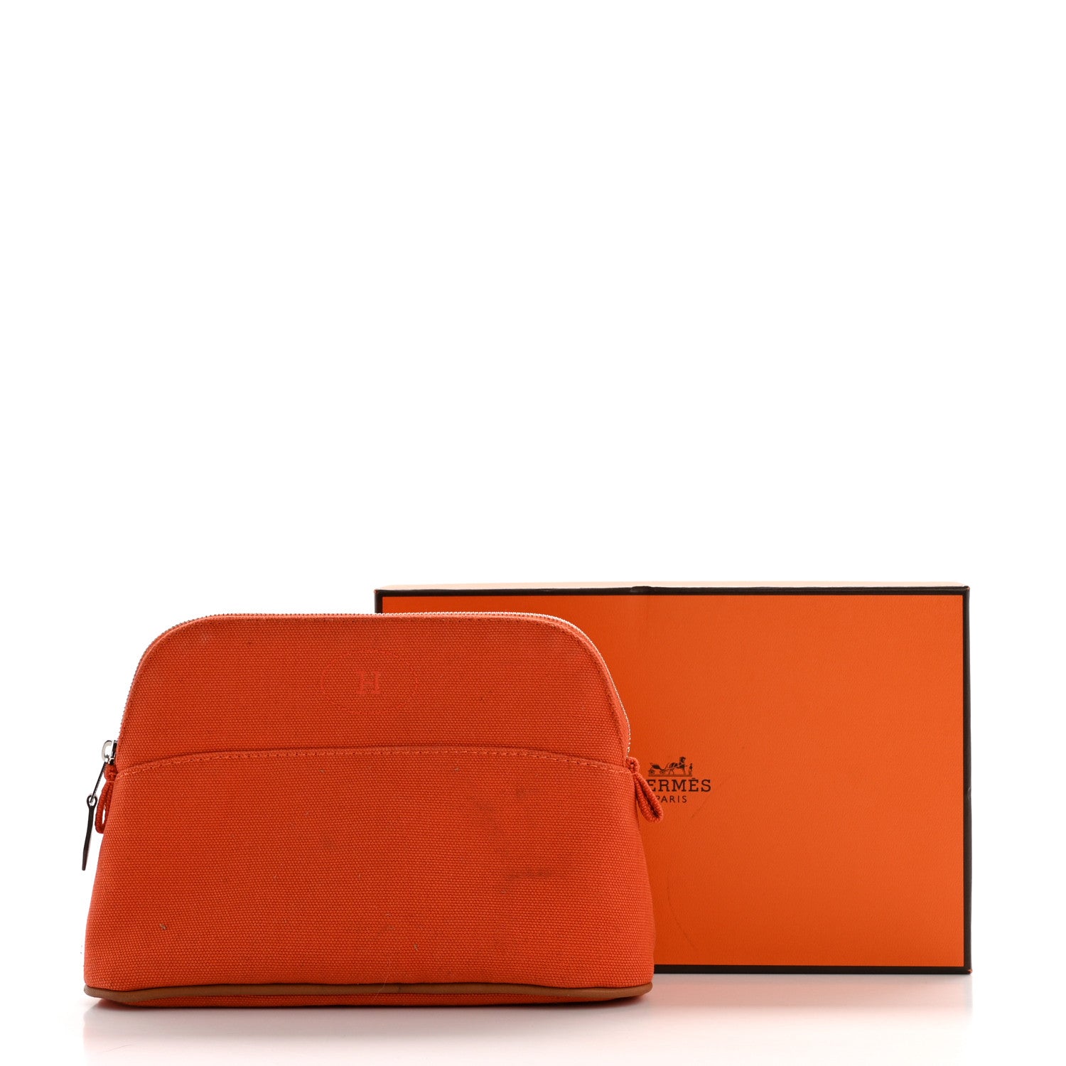 Hermes Cotton Canvas Mini Bolide Travel Cosmetic Pouch Feu 8 of 8