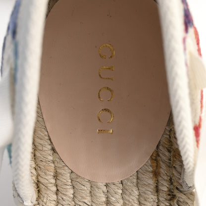 Gucci Linen Psychedelic Mini GG Monogram Ankle Wrap Platform Espadrille Wedge Sandals 41 Multicolor Mystic White 8 of 11