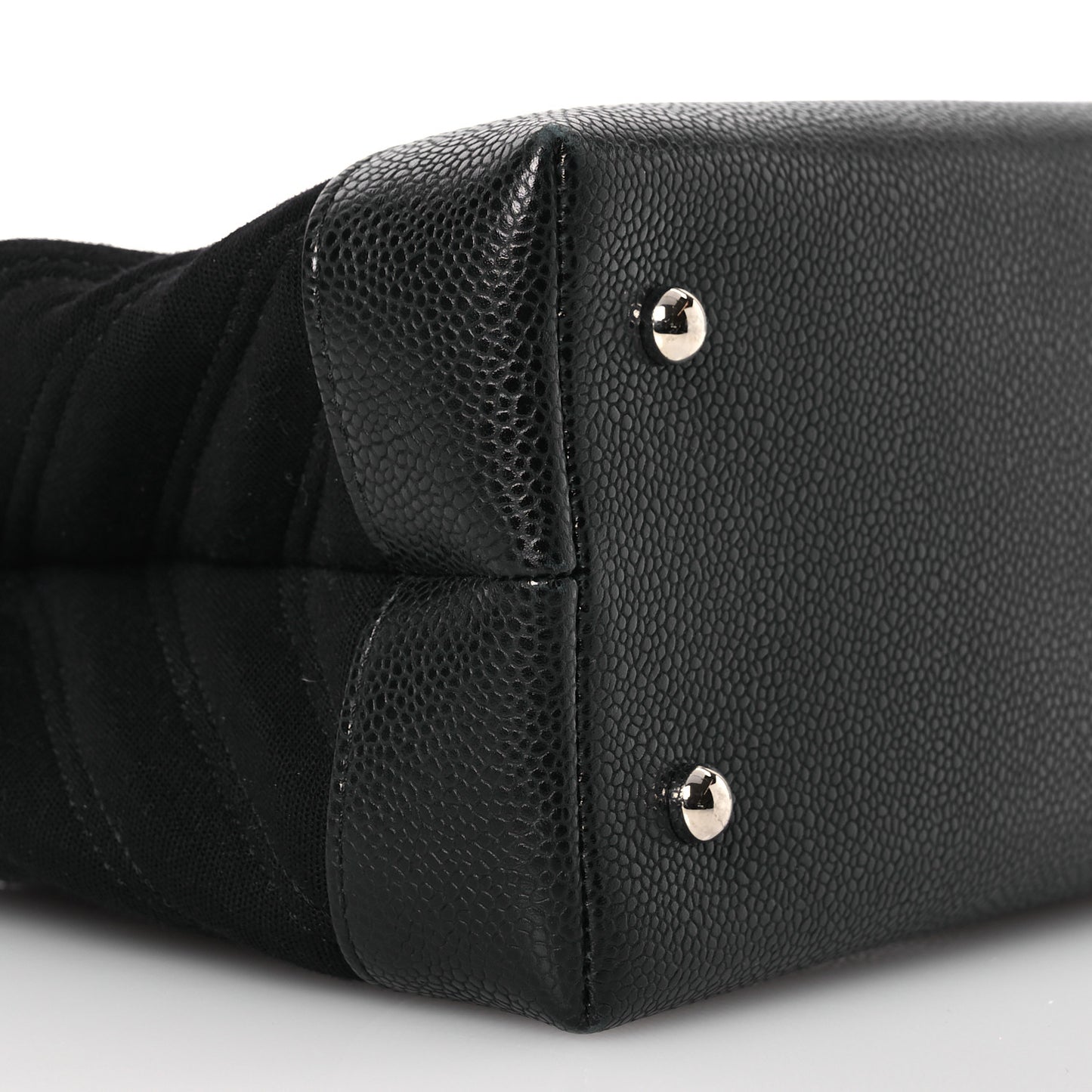 Canvas Caviar Chevron Shopper Tote Black