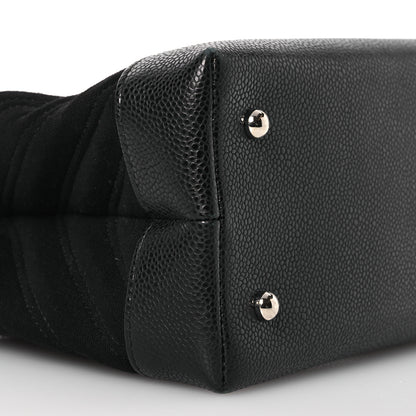 Chanel Canvas Caviar Chevron Shopper Tote Black 12 of 18