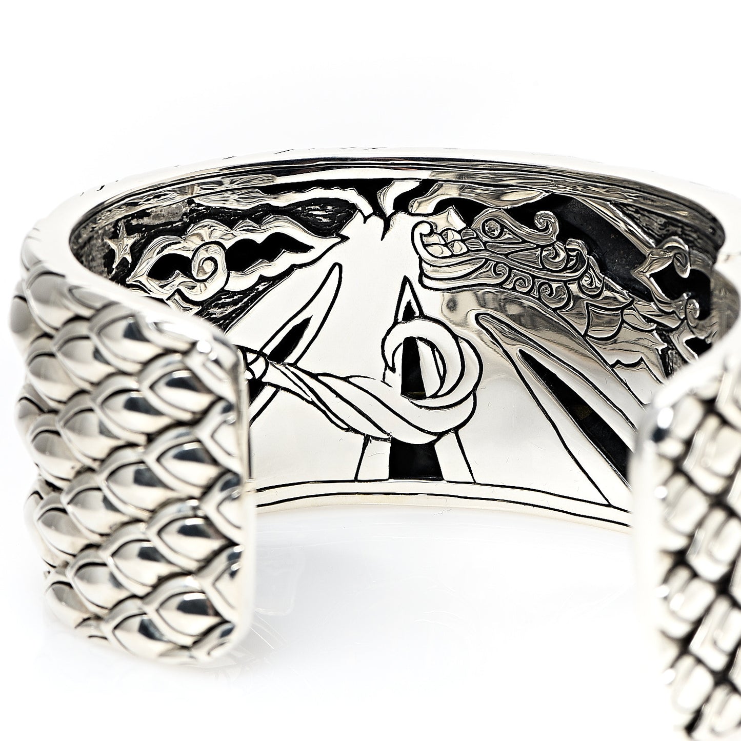 Sterling Silver 18K Yellow Gold Wide Naga Legends Cuff Bracelet