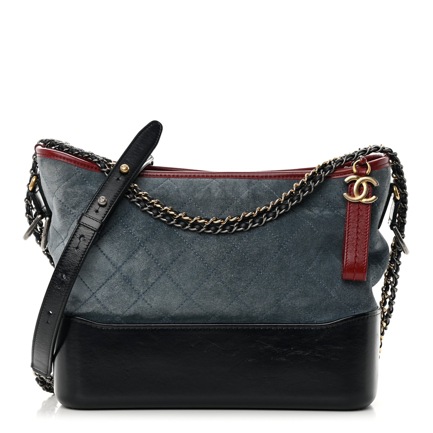 Suede Calfskin Quilted Medium Gabrielle Hobo Blue
