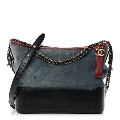 Chanel Suede Calfskin Quilted Medium Gabrielle Hobo Blue 1 of 18