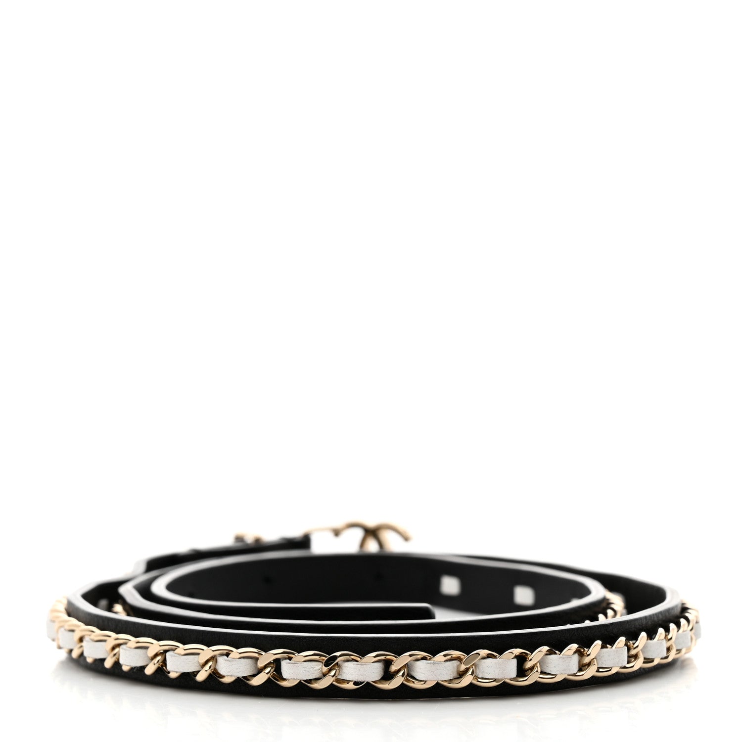 Chanel Calfskin Metal CC Chain Belt 70 28 Black White 2 of 5