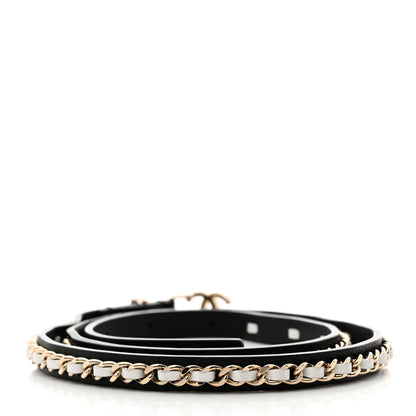 Chanel Calfskin Metal CC Chain Belt 70 28 Black White 2 of 5