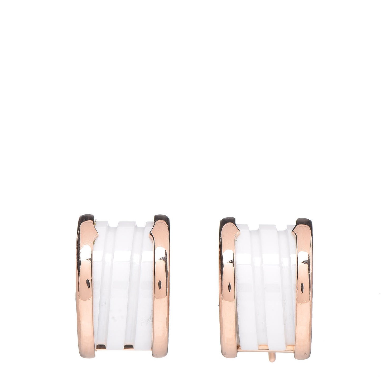 18K Rose Gold White Ceramic B.Zero1 Hoop Earrings
