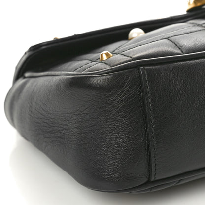 Gucci Calfskin Matelasse Studded Small Pearly GG Marmont Shoulder Bag Black 9 of 10