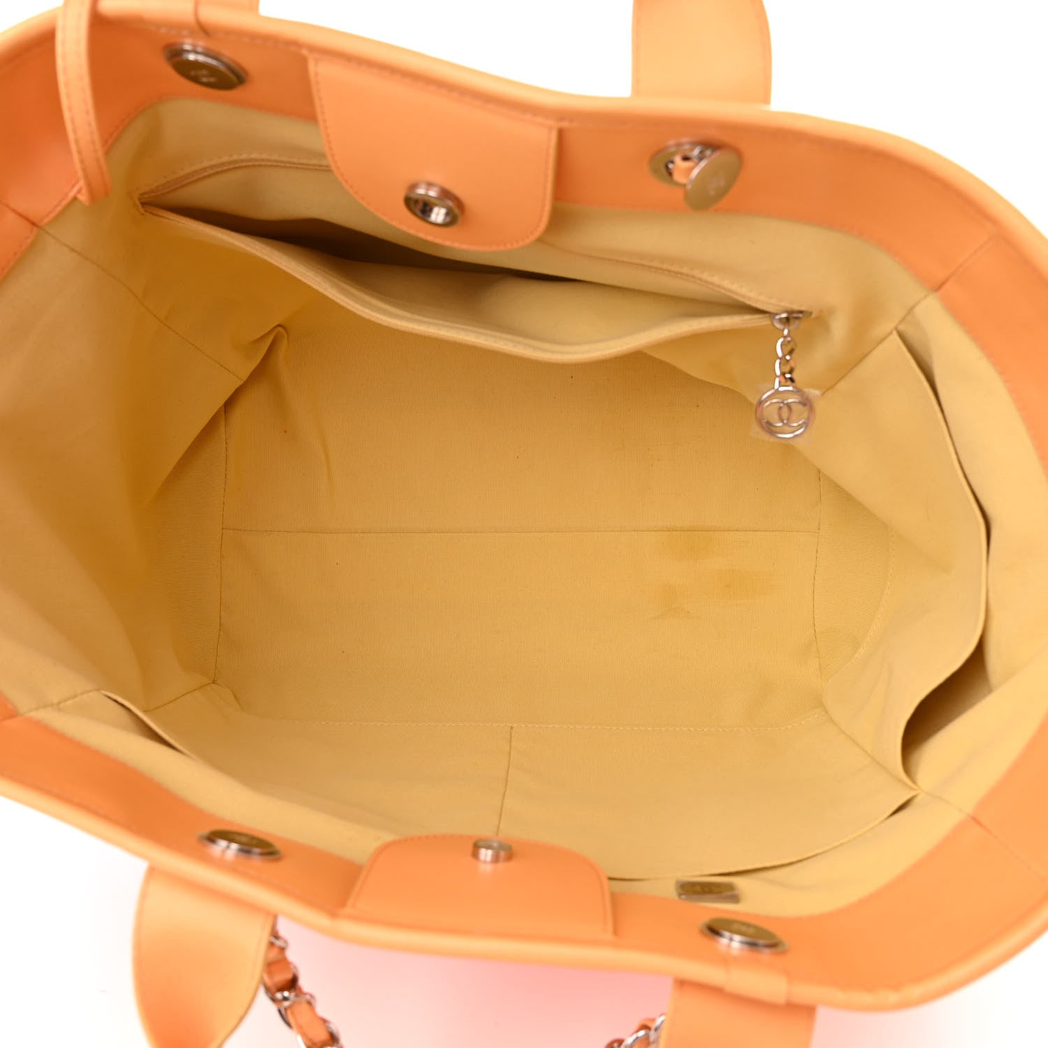 Chanel Shaded Calfskin Medium Deauville Tote Orange Coral Pink 6 of 17