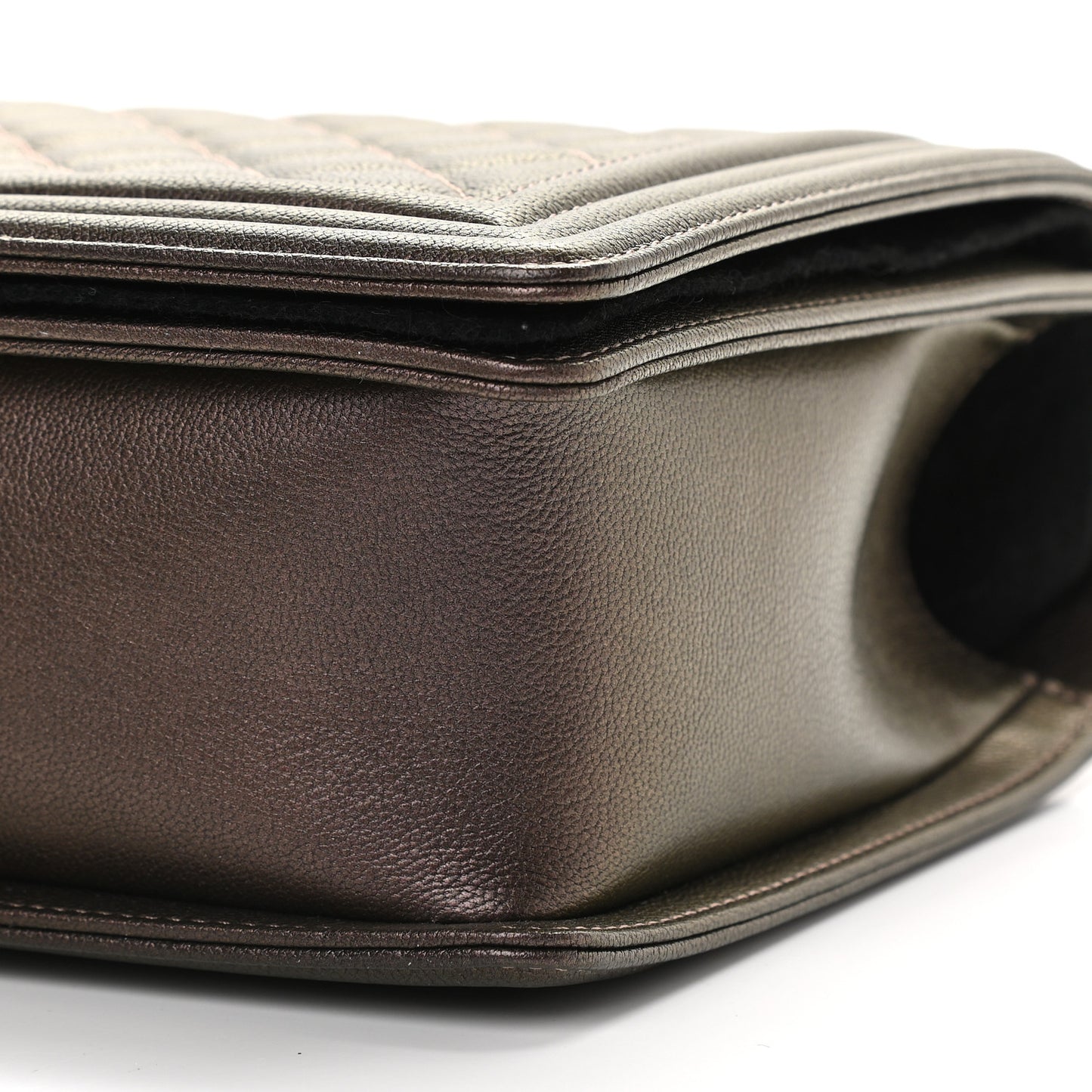 Iridescent Goatskin Quilted New Medium Boy Flap Bronze