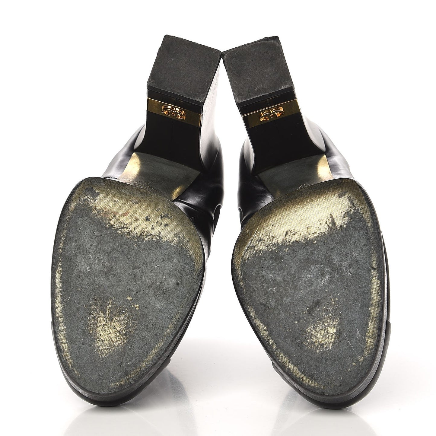 Calfskin Elastic Cap Toe Ankle Boots Booties Heels 37 Black