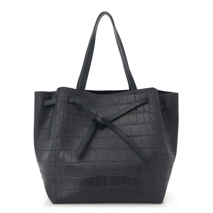 Celine Smooth Calfskin Nubuck Crocodile Embossed Small Belt Cabas Phantom Navy 1 of 14