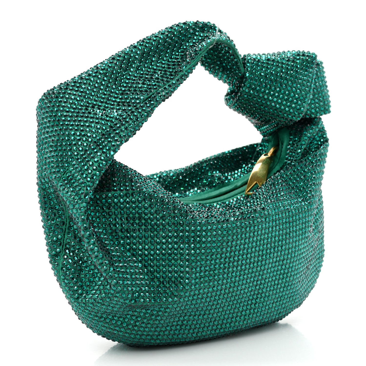 Bottega Veneta Crystal Embellished Satin Mini Hotfix Jodie Emerald 3 of 8