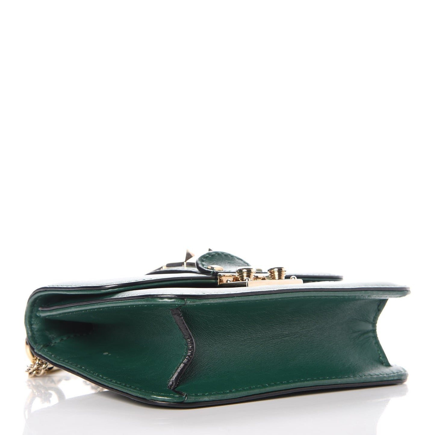 Vitello Mini Glam Lock Rockstud Flap Green