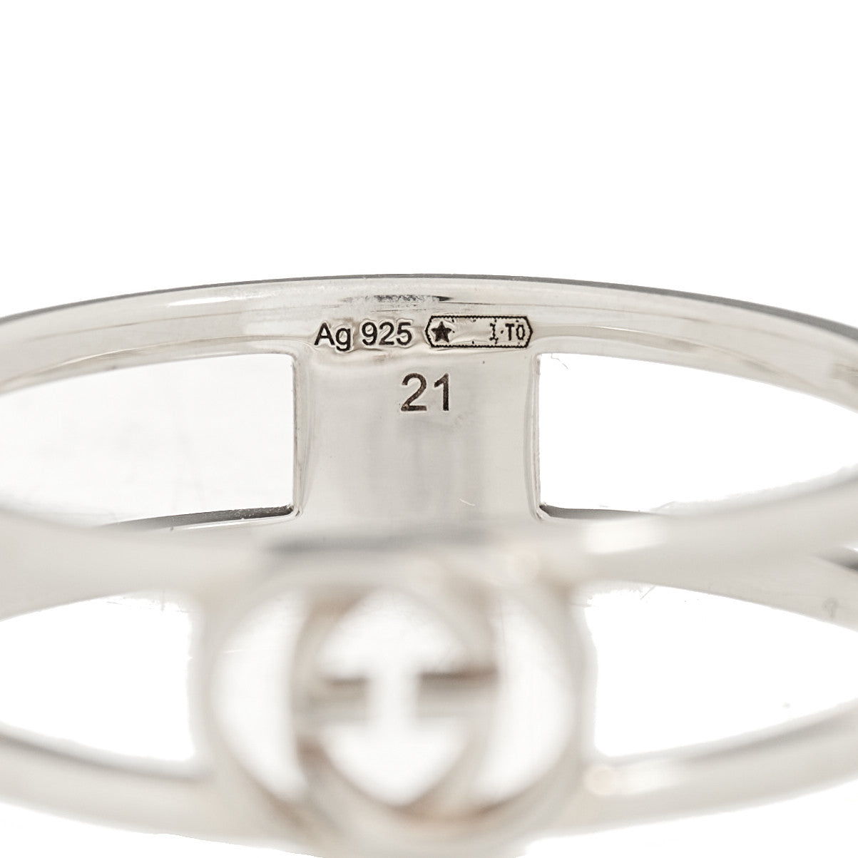 Gucci Sterling Silver 6mm Interlocking G Open Band Ring 60 9.25 4 of 4