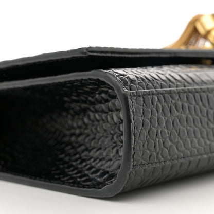 Saint Laurent Calfskin Crocodile Embossed Medium Classic Monogram Kate Tassel Satchel Black 9 of 11