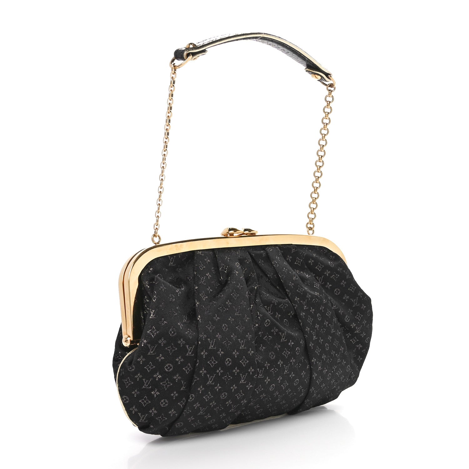 Louis Vuitton Satin Monogram Aumoniere Clutch Black 2 of 8