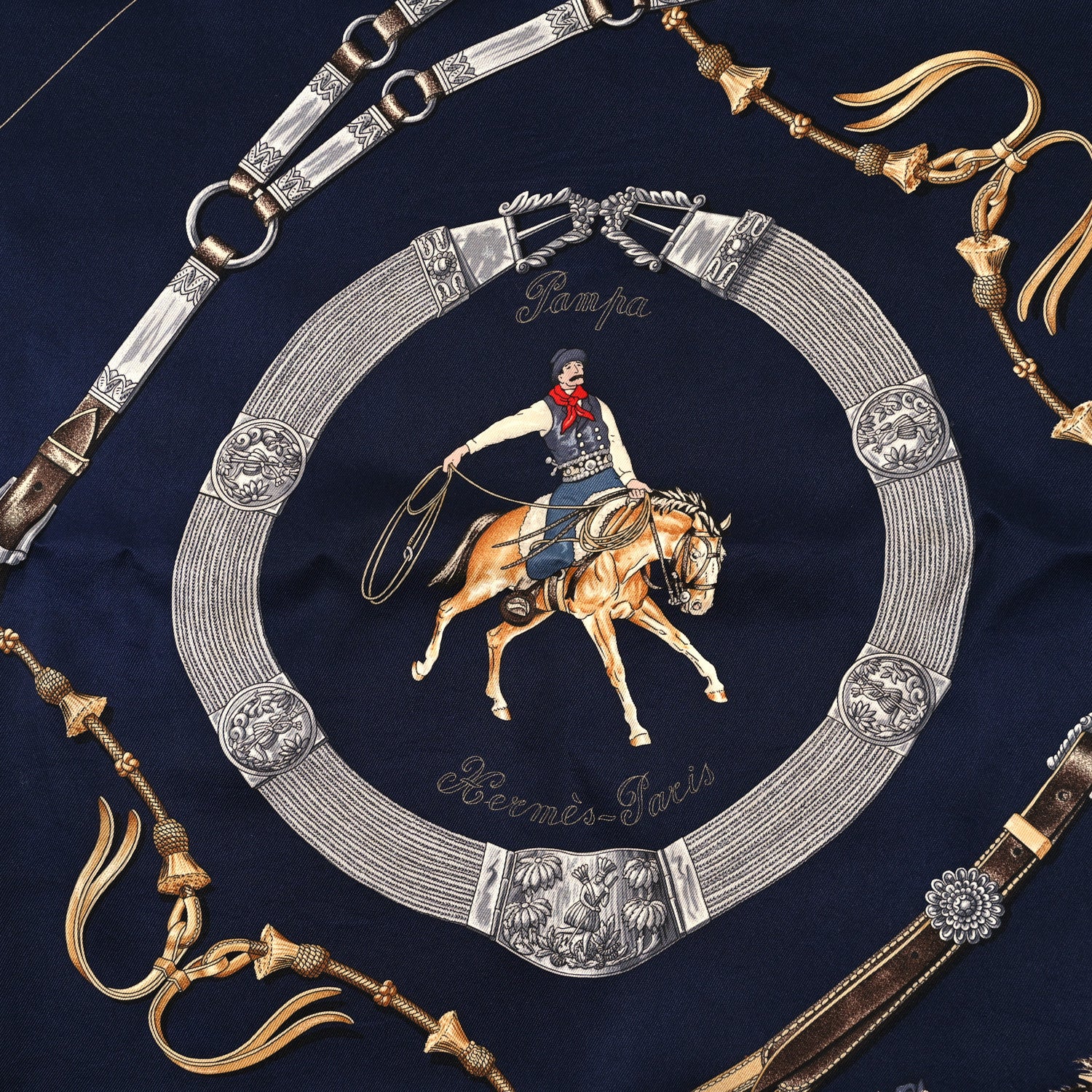 Hermes Silk Pampa Scarf 70 Caban Gris Beige De Weimar 2 of 4