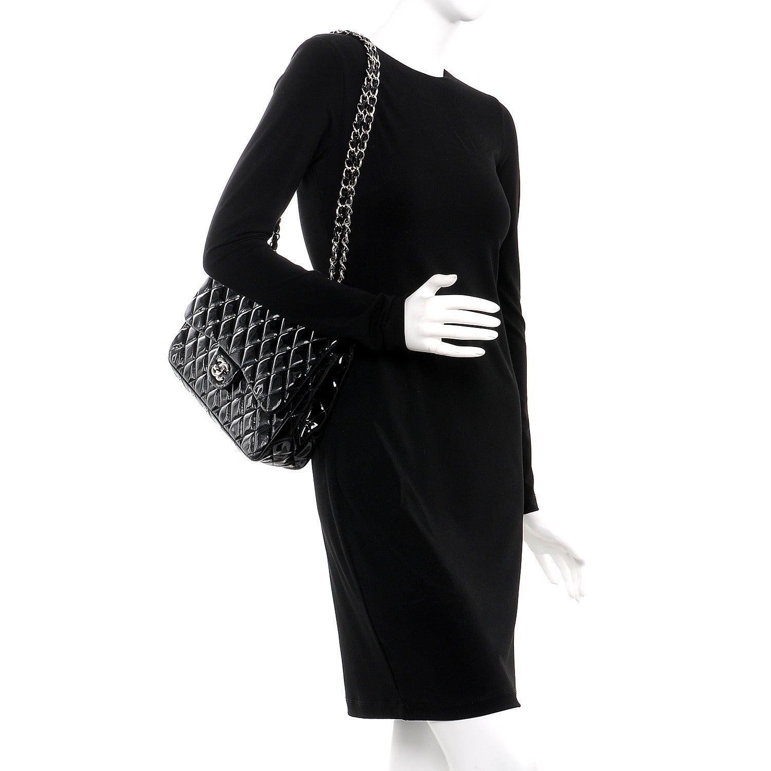 Chanel Patent Quilted Jumbo Single Flap Black 3 of 11